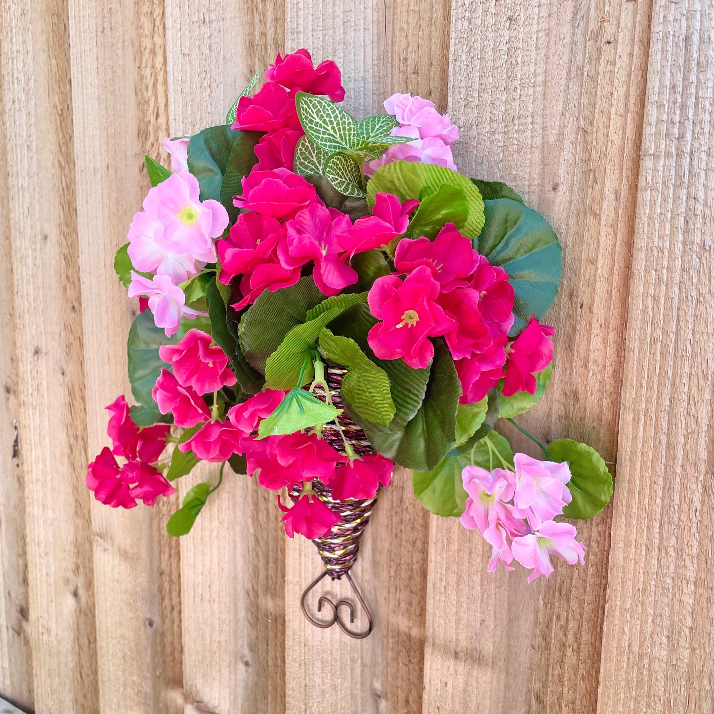 Pink Geranium Wall Basket