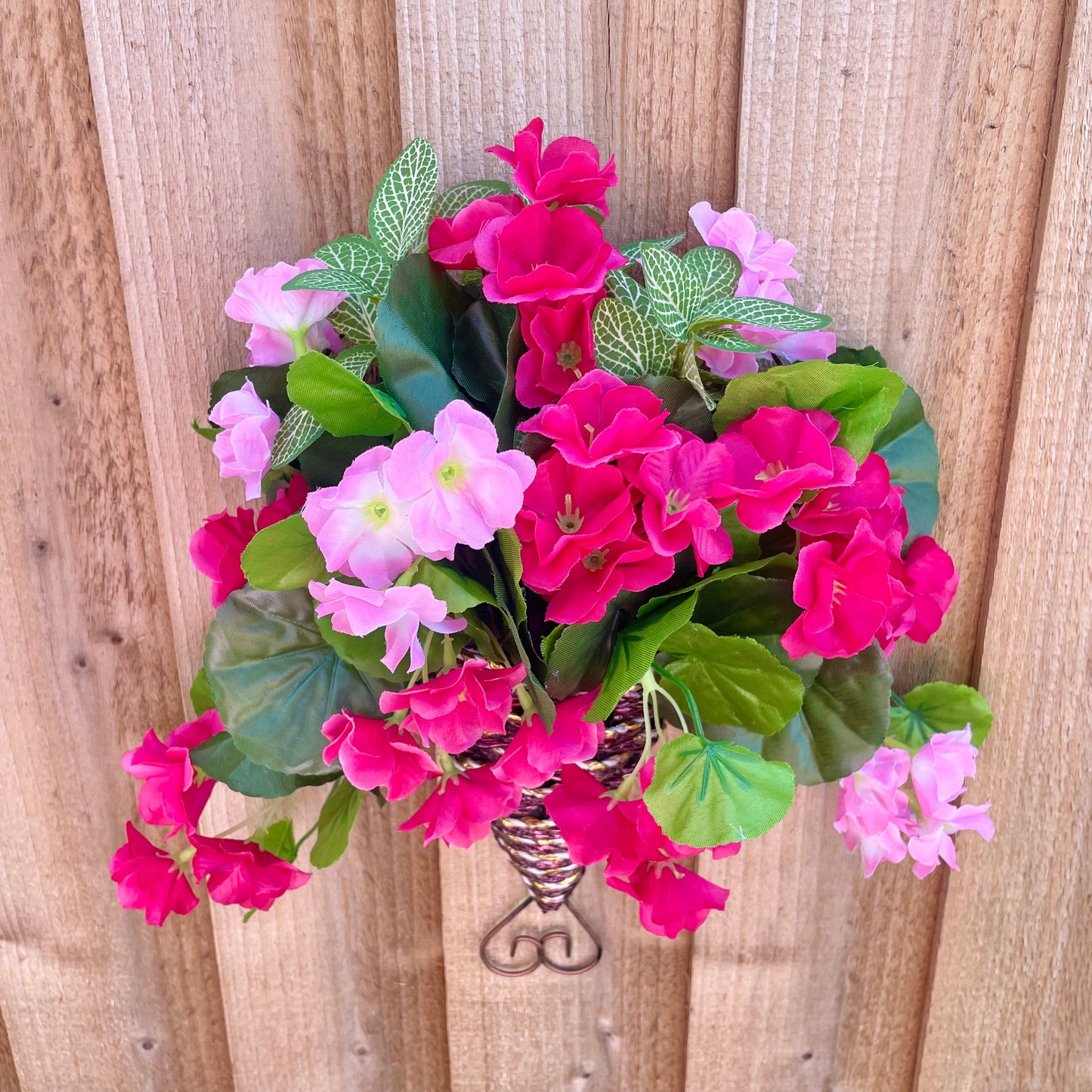 Pink Geranium Wall Basket