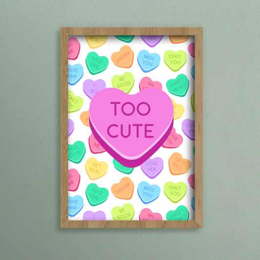 Conversation heart print - Too cute! Perfect for Valentine’s decor or to add colour to your room year round. A4 poster love hearts