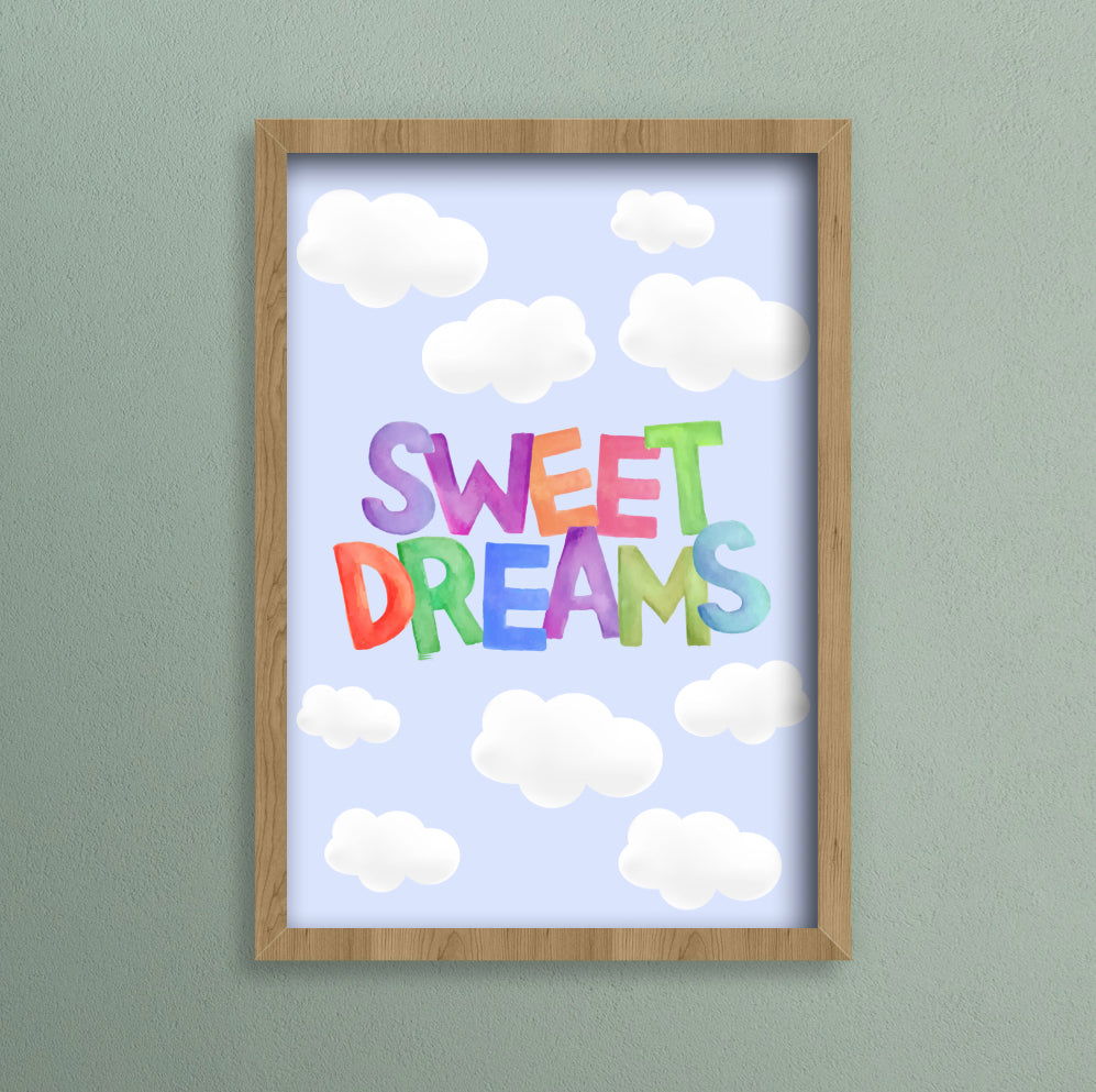 A4 print saying sweet dreams